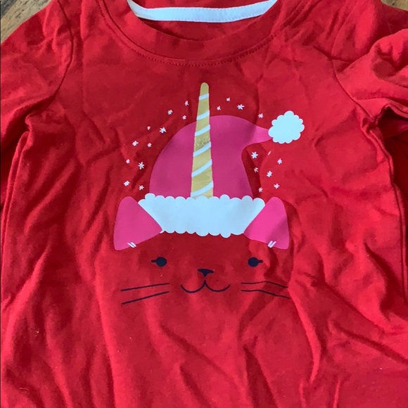 Cat & jack Santa unicorn cat l/s shirt - Picture 2 of 4